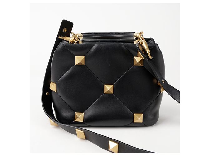 Valentino Roman Stud Small Nappa Leder Handtasche Schwarz - Ansicht 4