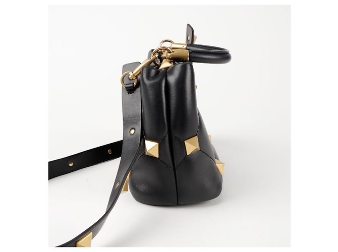 Valentino Roman Stud Small Nappa Leder Handtasche Schwarz - Ansicht 5