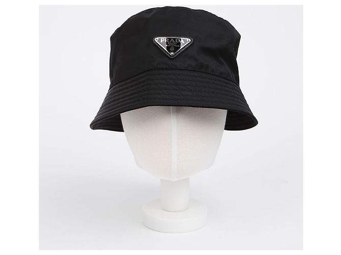 Prada Re-Nylon Bucket Hat mit Triangle Logo Schwarz - Ansicht 7