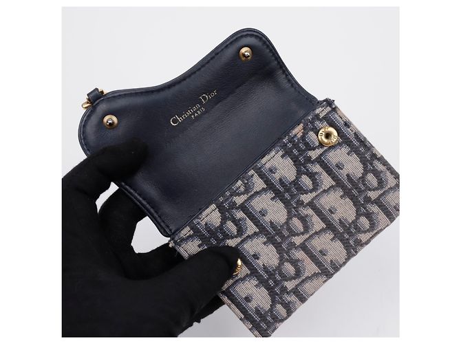 Dior Cartera acordeón Saddle en jacquard Oblique Azul - vista 14