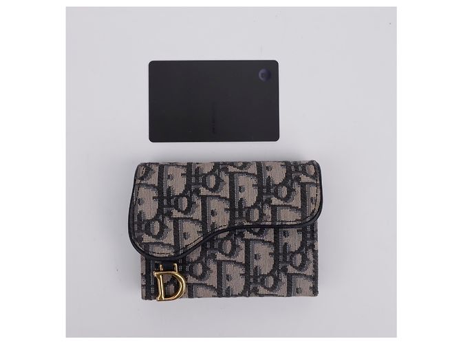 Dior Cartera acordeón Saddle en jacquard Oblique Azul - vista 15