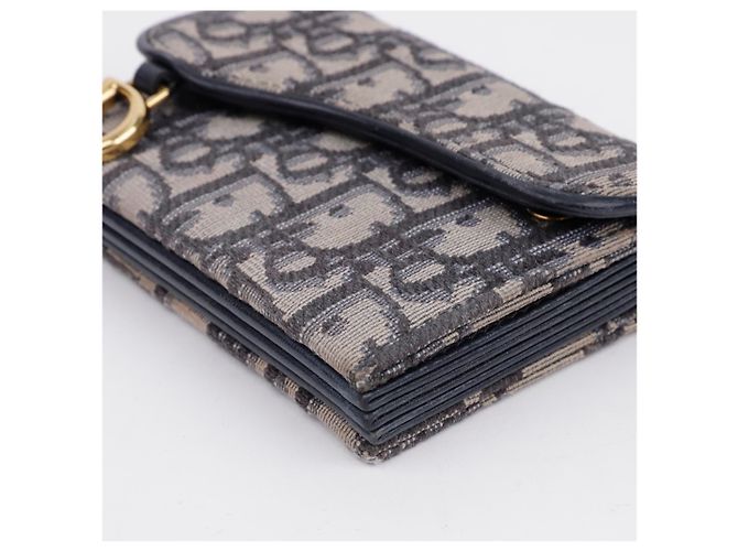 Dior Cartera acordeón Saddle en jacquard Oblique Azul - vista 7