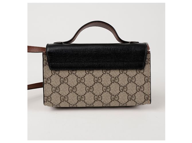 Gucci Mini Top-Handle-Schultertasche aus GG Supreme Canvas mit Paddle Lock Verschluss Schwarz - Ansicht 3