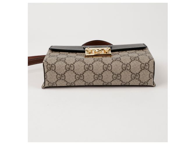 Gucci Mini Top-Handle-Schultertasche aus GG Supreme Canvas mit Paddle Lock Verschluss Schwarz - Ansicht 6