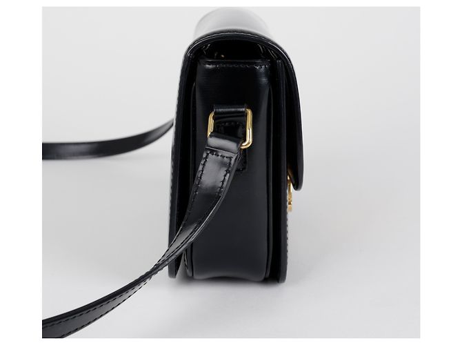 Céline Bolso de hombro Tin Triope para mujer en piel de becerro brillante negro - vista 5