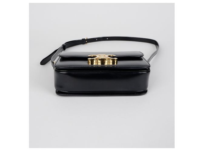 Céline Bolso de hombro Tin Triope para mujer en piel de becerro brillante negro - vista 6