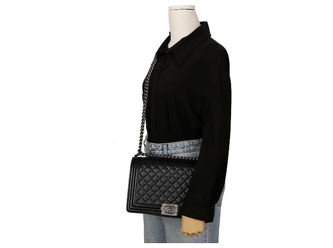 Chanel Borsa a tracolla Boy Large per ragazzo Nero - vista 12