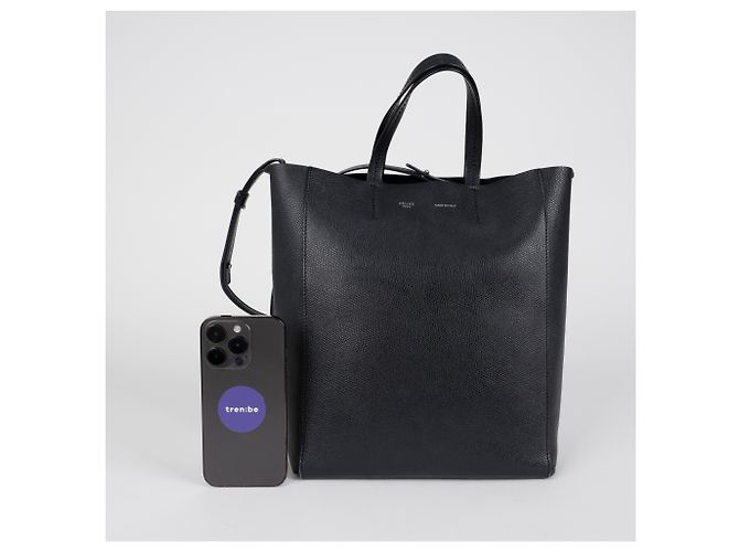 Céline Vertikaler kleiner Leder-Cabas Schultertasche Schwarz - Ansicht 10