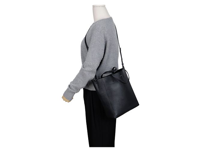 Céline Vertikaler kleiner Leder-Cabas Schultertasche Schwarz - Ansicht 12