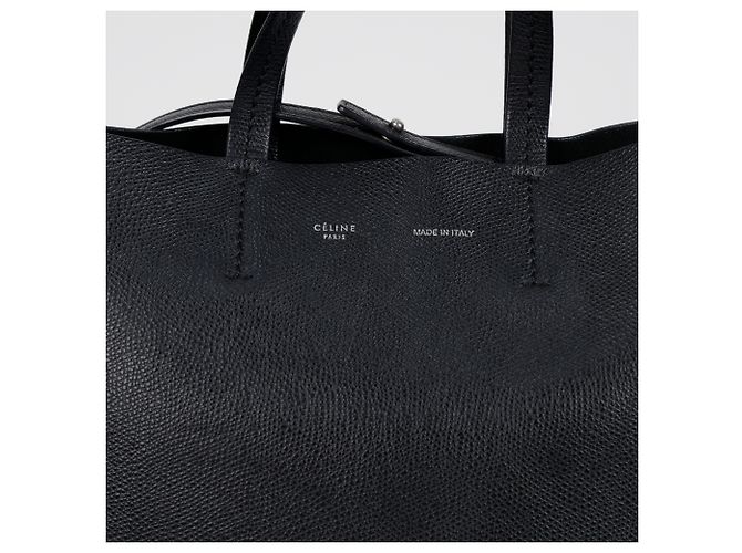 Céline Vertikaler kleiner Leder-Cabas Schultertasche Schwarz - Ansicht 2