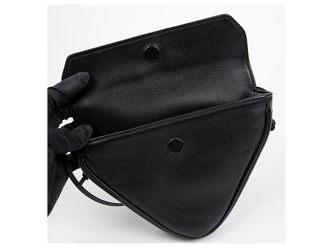 Céline Borsa a tracolla in pelle con logo stampato Triangle Nera - vista 8