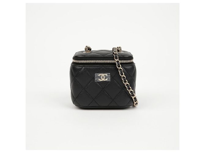 Vanity Chanel Beauty case Classic Caviar Mirror Black Gold Nero - vista 2
