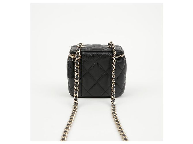 Vanity Chanel Beauty case Classic Caviar Mirror Black Gold Nero - vista 3