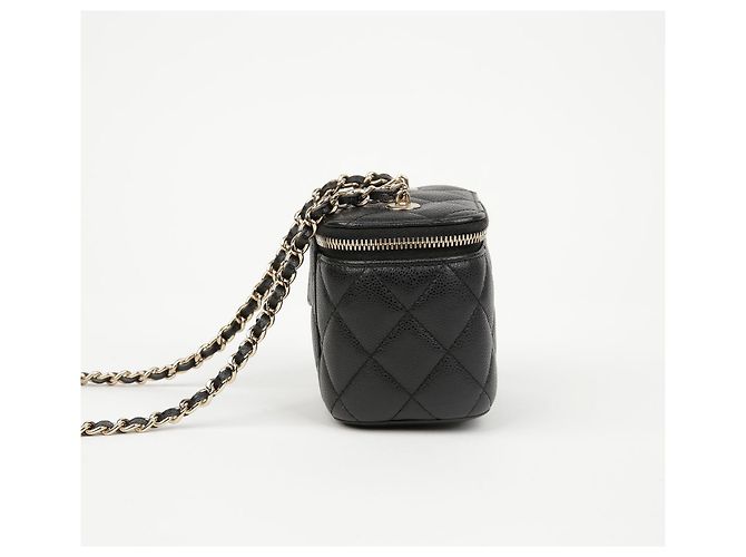 Vanity Chanel Beauty case Classic Caviar Mirror Black Gold Nero - vista 4