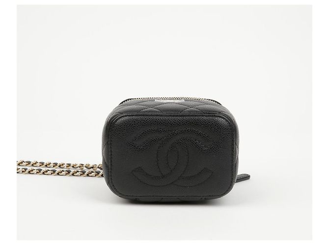 Vanity Chanel Beauty case Classic Caviar Mirror Black Gold Nero - vista 5