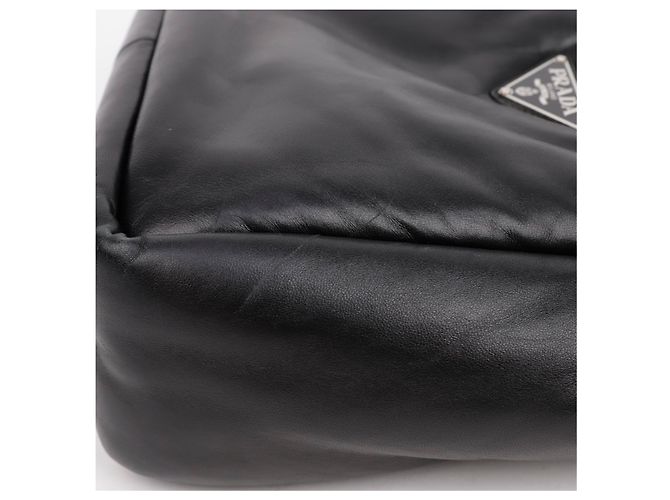 Prada Bolsa Tote de couro napa acolchoado macio preto - vista 10