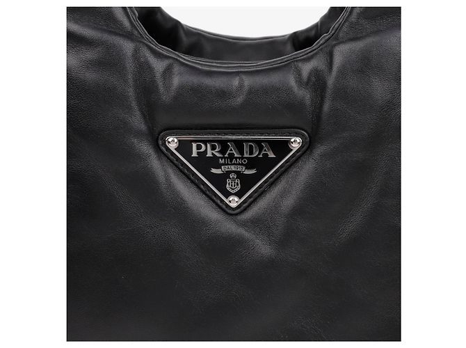Prada Bolsa Tote de couro napa acolchoado macio preto - vista 2