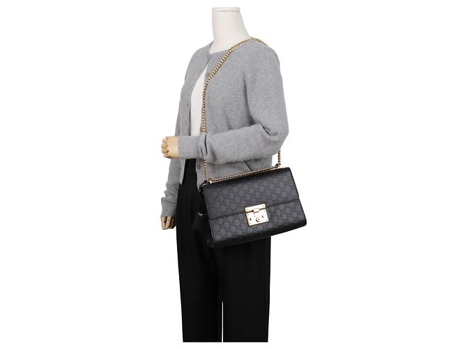 Gucci Borsa a tracolla in pelle Padlock Medium Nera Nero - vista 12