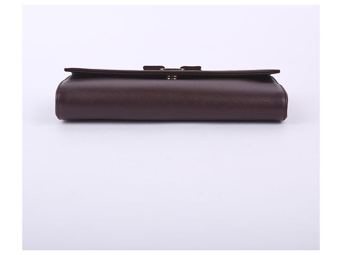 Salvatore Ferragamo Clutch a tracolla in pelle Saffiano bordeaux Rosso - vista 6
