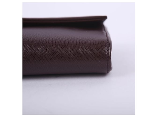 Salvatore Ferragamo Clutch a tracolla in pelle Saffiano bordeaux Rosso - vista 8
