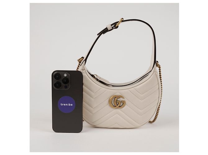 Gucci Mini borsa a tracolla GG Marmont a mezzaluna bianca Bianco - vista 11