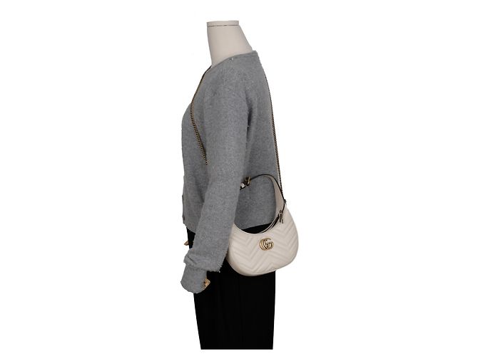 Gucci Mini borsa a tracolla GG Marmont a mezzaluna bianca Bianco - vista 13