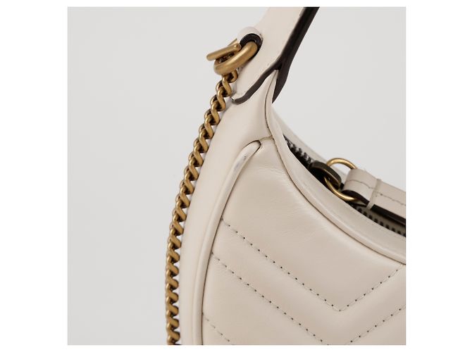 Gucci Mini borsa a tracolla GG Marmont a mezzaluna bianca Bianco - vista 3