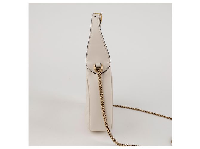 Gucci Mini borsa a tracolla GG Marmont a mezzaluna bianca Bianco - vista 5