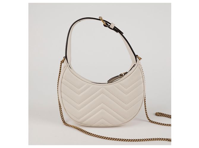 Gucci Mini borsa a tracolla GG Marmont a mezzaluna bianca Bianco - vista 6