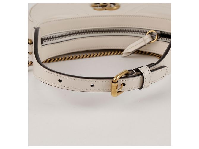 Gucci Mini borsa a tracolla GG Marmont a mezzaluna bianca Bianco - vista 8