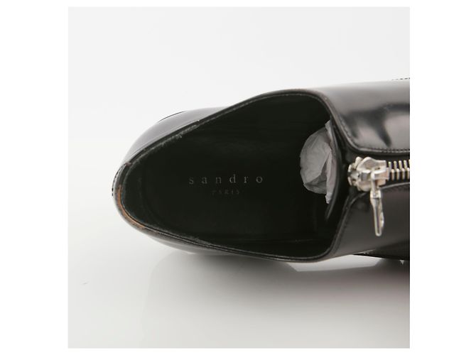 Sandro Scarpe Derby in pelle nera con zip Nero - vista 15