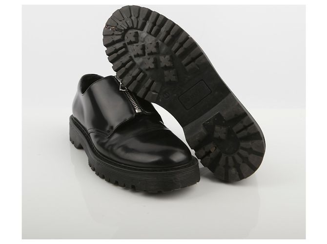 Sandro Scarpe Derby in pelle nera con zip Nero - vista 2
