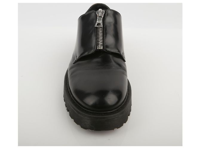 Sandro Scarpe Derby in pelle nera con zip Nero - vista 3
