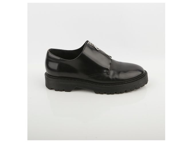 Sandro Scarpe Derby in pelle nera con zip Nero - vista 6