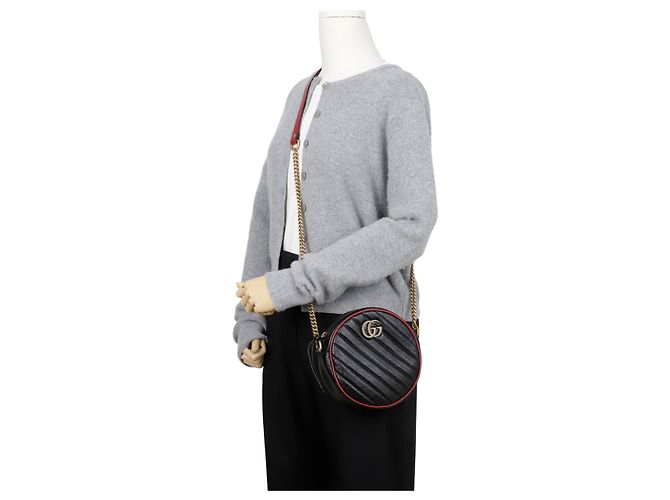 Gucci Borsa a tracolla GG Marmont Mini Round Rosso - vista 10