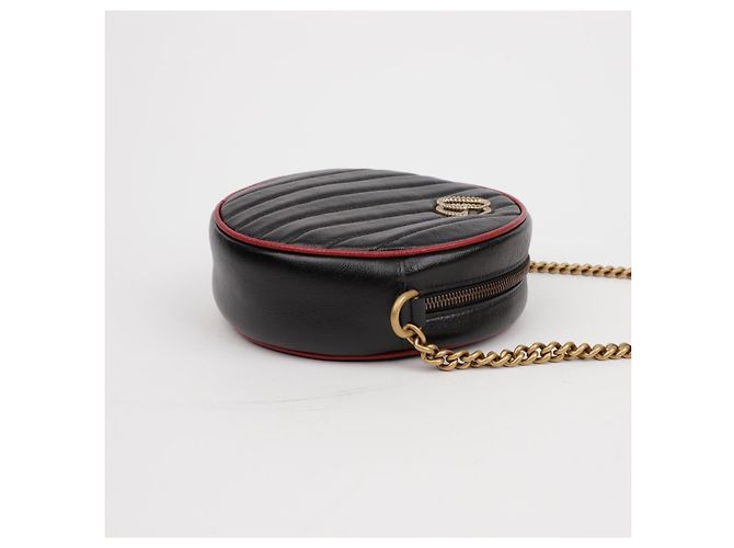 Gucci Borsa a tracolla GG Marmont Mini Round Rosso - vista 4