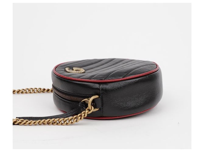 Gucci Borsa a tracolla GG Marmont Mini Round Rosso - vista 6