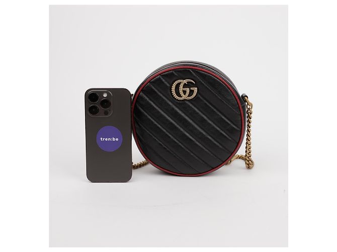 Gucci Borsa a tracolla GG Marmont Mini Round Rosso - vista 8