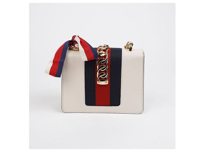 Gucci Mini borsa a tracolla con catena in pelle Sylvie Bianco - vista 4