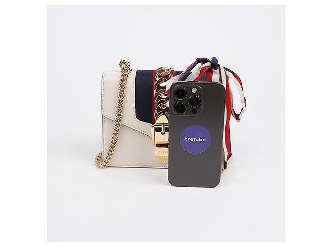 Gucci Mini borsa a tracolla con catena in pelle Sylvie Bianco - vista 7