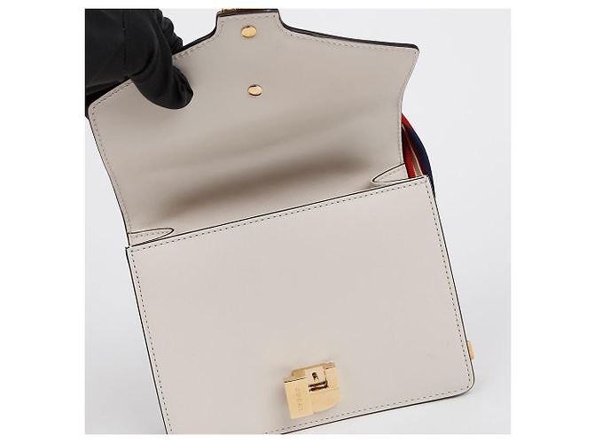 Gucci Mini borsa a tracolla con catena in pelle Sylvie Bianco - vista 8