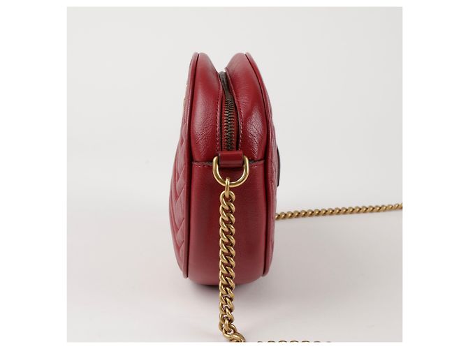 Gucci Mini borsa a tracolla rotonda GG Marmont Rossa Rosso - vista 2