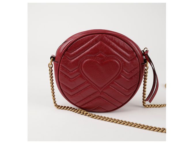 Gucci Mini borsa a tracolla rotonda GG Marmont Rossa Rosso - vista 3