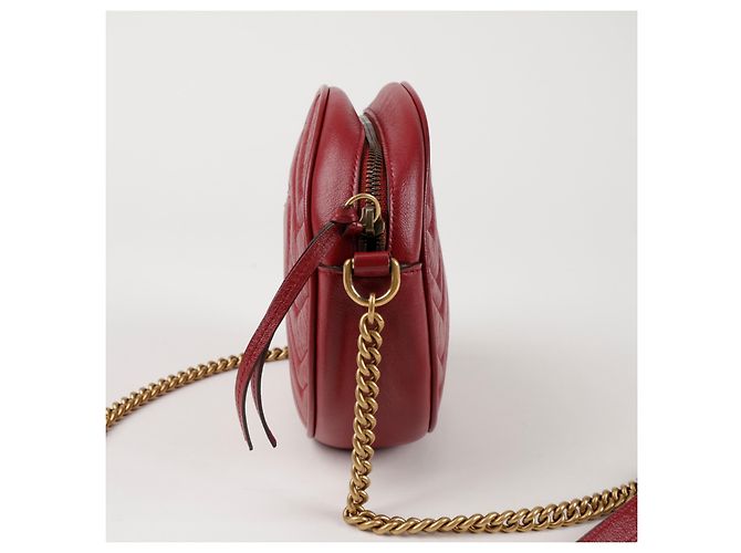 Gucci Mini borsa a tracolla rotonda GG Marmont Rossa Rosso - vista 4