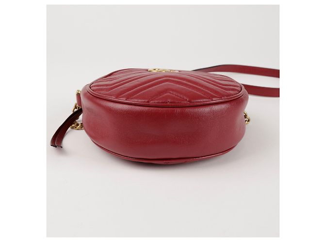 Gucci Mini borsa a tracolla rotonda GG Marmont Rossa Rosso - vista 5