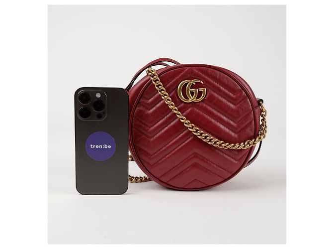Gucci Mini borsa a tracolla rotonda GG Marmont Rossa Rosso - vista 6