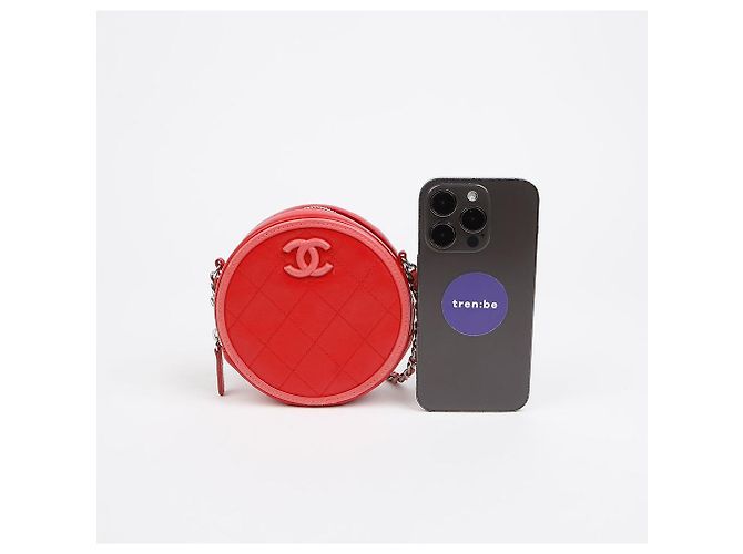 Chanel Borsa a tracolla rotonda con logo CC Rosso - vista 10
