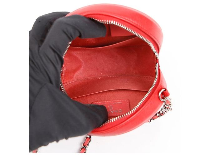 Chanel Borsa a tracolla rotonda con logo CC Rosso - vista 11