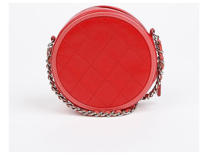 Chanel Borsa a tracolla rotonda con logo CC Rosso - vista 4