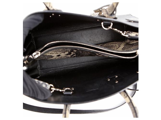 Saint Laurent Small Leather Python Pattern Sac De Jour Tote Shoulder Bag Black - view 10